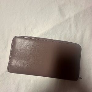 Mauve pink leather business card holder-genuine leather